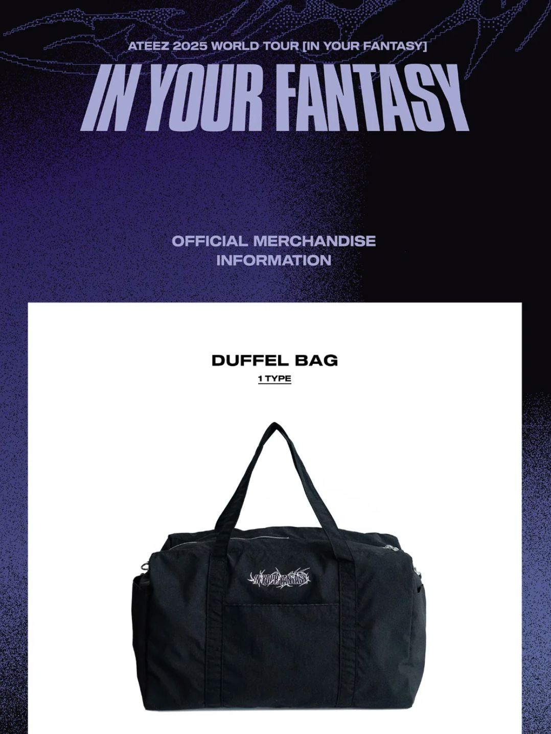 ATEEZ - SLOGAN MUFFLER & DUFFEL BAG (2025 WORLD TOUR 'IN YOUR FANTASY' IN INCHEON OFFICIAL MD) Nolae