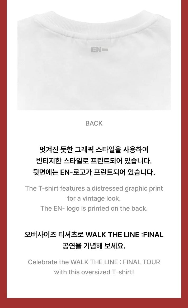 ENHYPEN - T-SHIRTS & HOODIE (WALK THE LINE : FINAL WORLD TOUR OFFICIAL MD) Nolae
