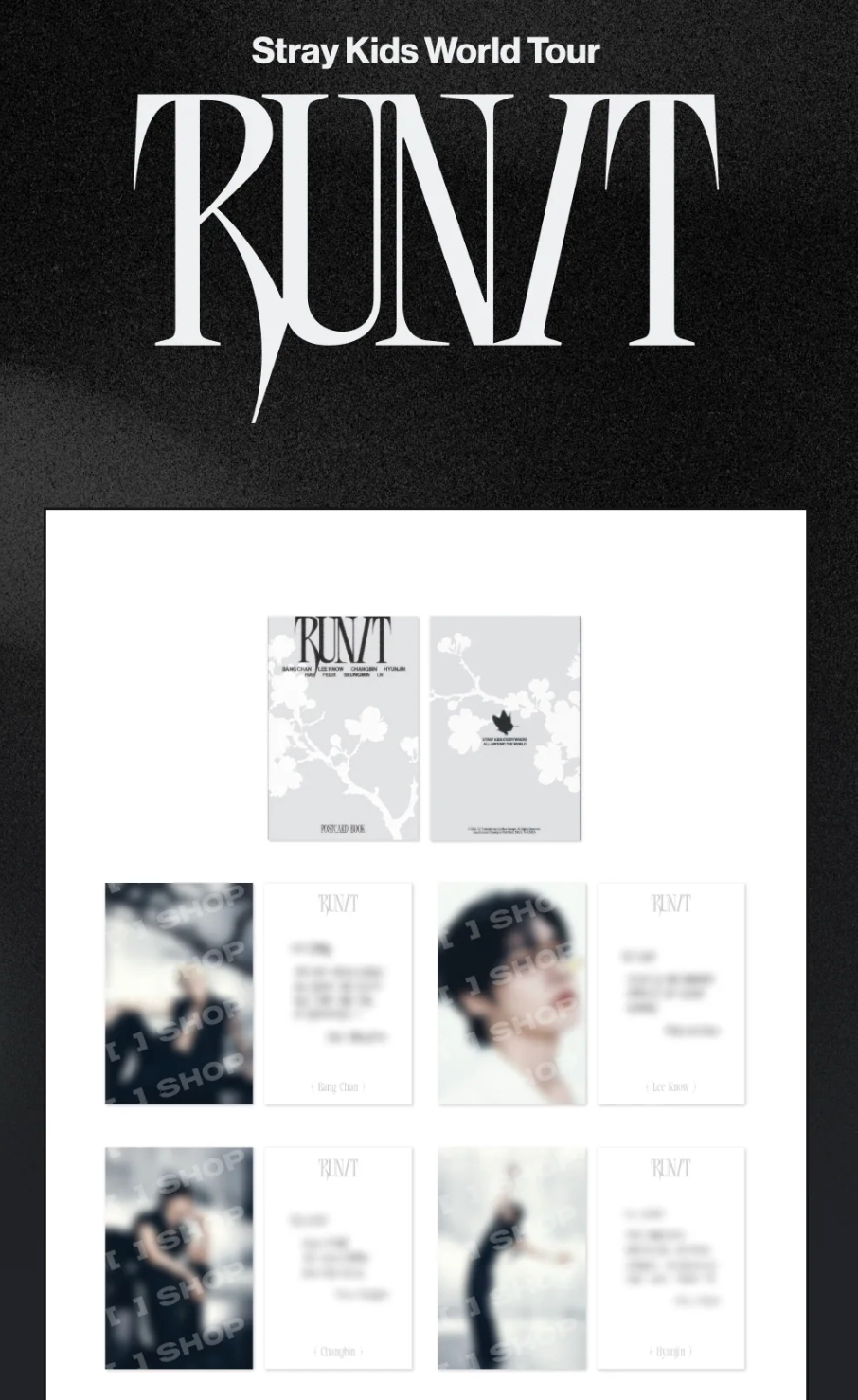 STRAY KIDS - POSTCARD BOOK & ROLL STICKER SET (WORLD TOUR 'RUN IT' MD)