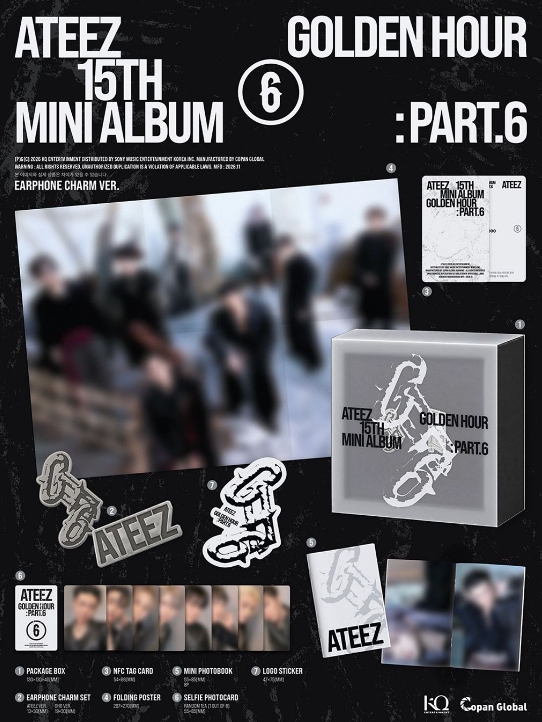 ATEEZ - GOLDEN HOUR : PART.6 (EARPHONE CHARM VER.) + Withmuu Gift Nolae