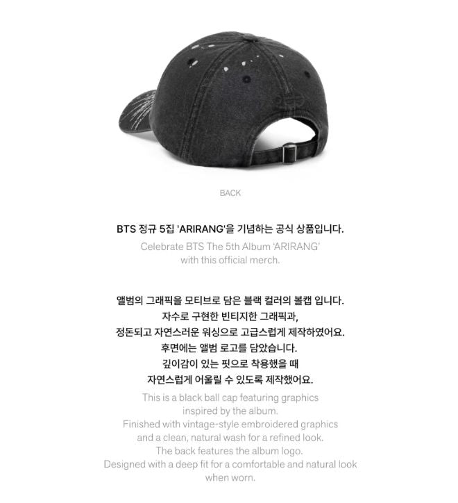 BTS - BALL CAP (ARIRANG OFFICIAL MD) Nolae