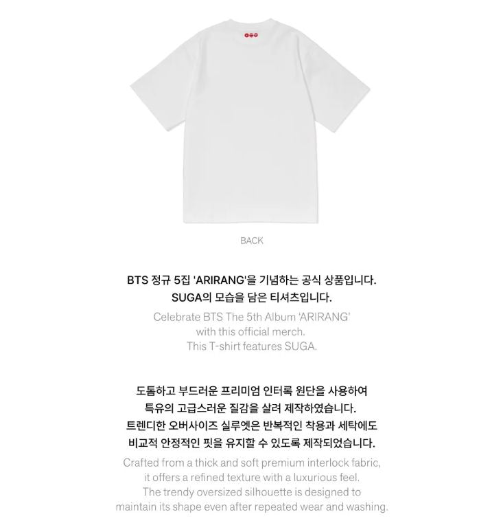BTS - S/S T-SHIRT (ARIRANG OFFICIAL MD) Nolae