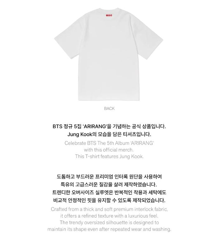 BTS - S/S T-SHIRT (ARIRANG OFFICIAL MD) Nolae