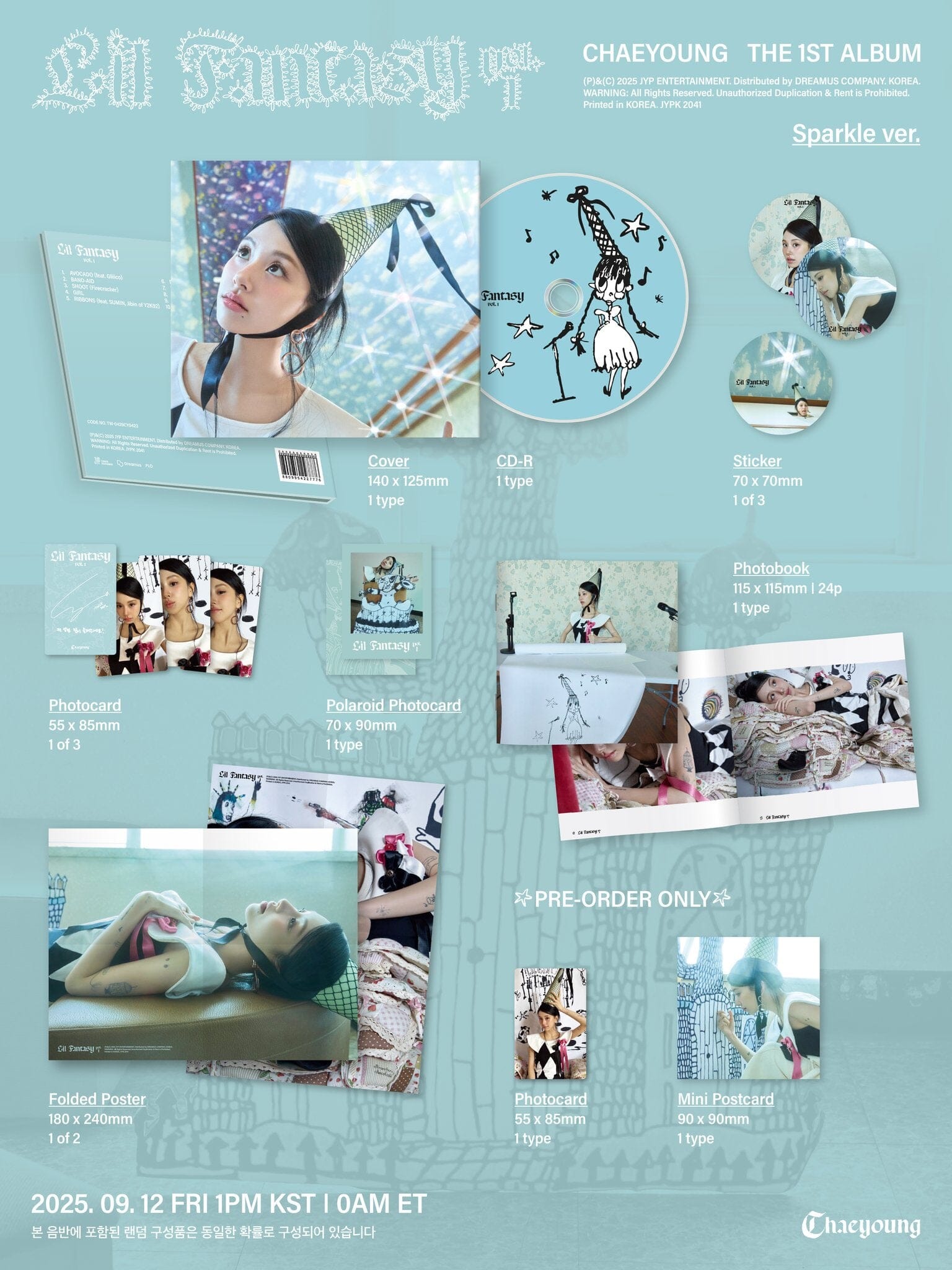 CHAEYOUNG (TWICE) - LIL FANTASY VOL.1 (SPARKLE VER.) + FANS SHOP Photocard Nolae