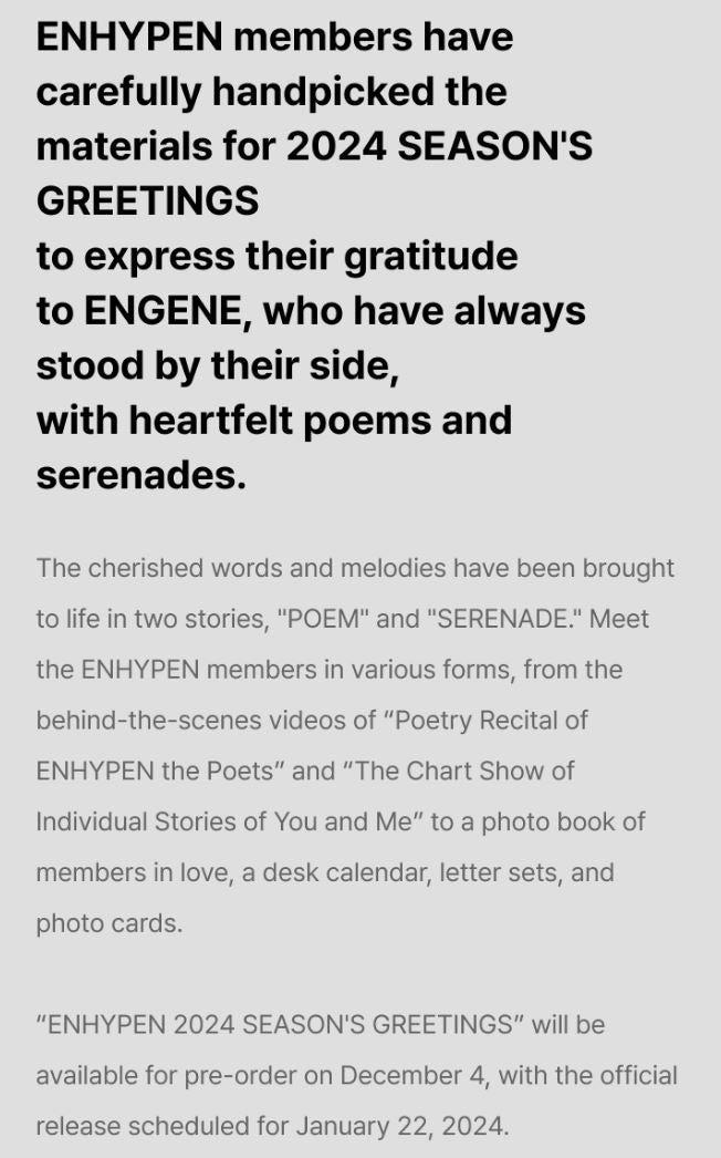 ENHYPEN - 2024 SEASON'S GREETINGS (DEAR ENGENE) Nolae