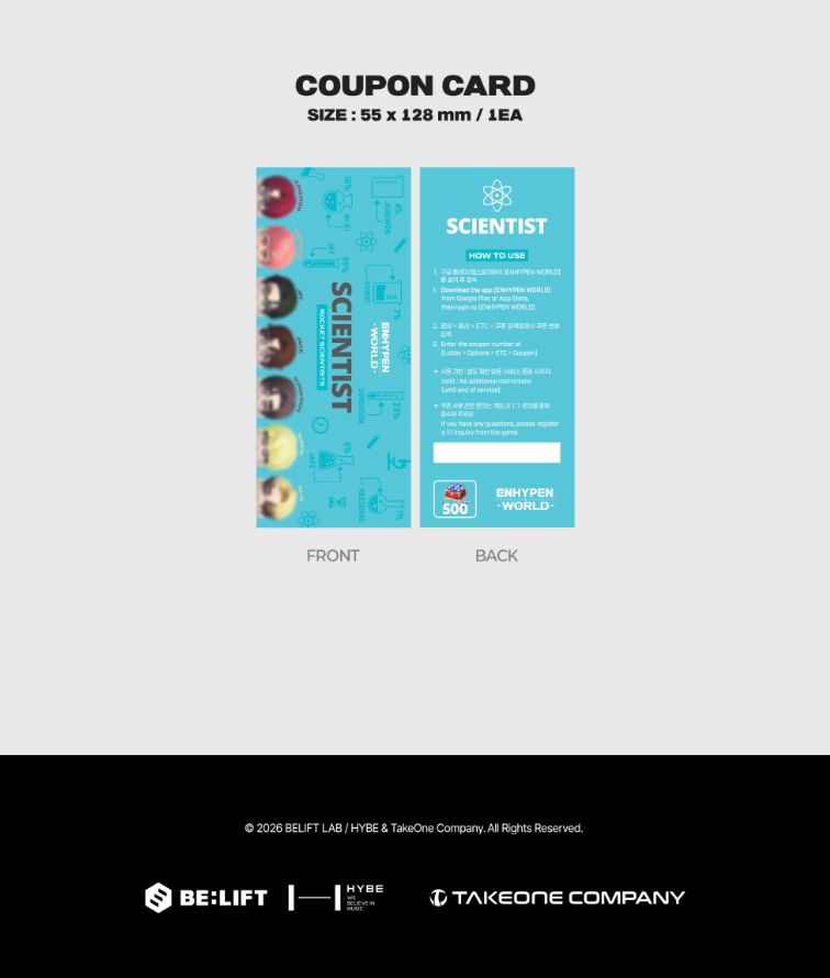 ENHYPEN - WORLD COUPON CARD COLLECTION (SCIENTIST VER.) Nolae