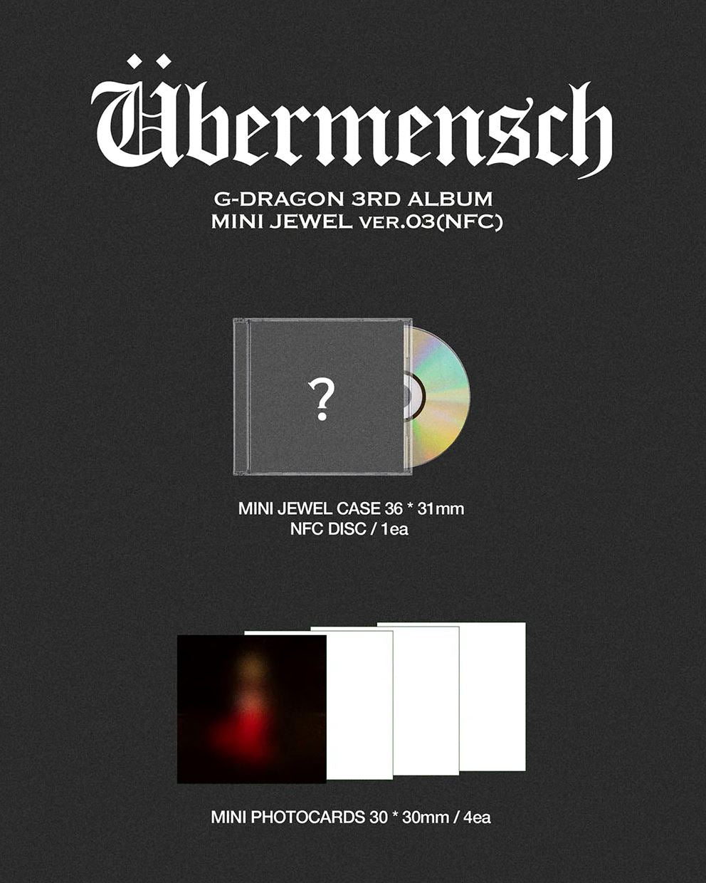 G-DRAGON - ÜBERMENSCH (MINI JEWEL VER.) + Aladin Photocard Nolae