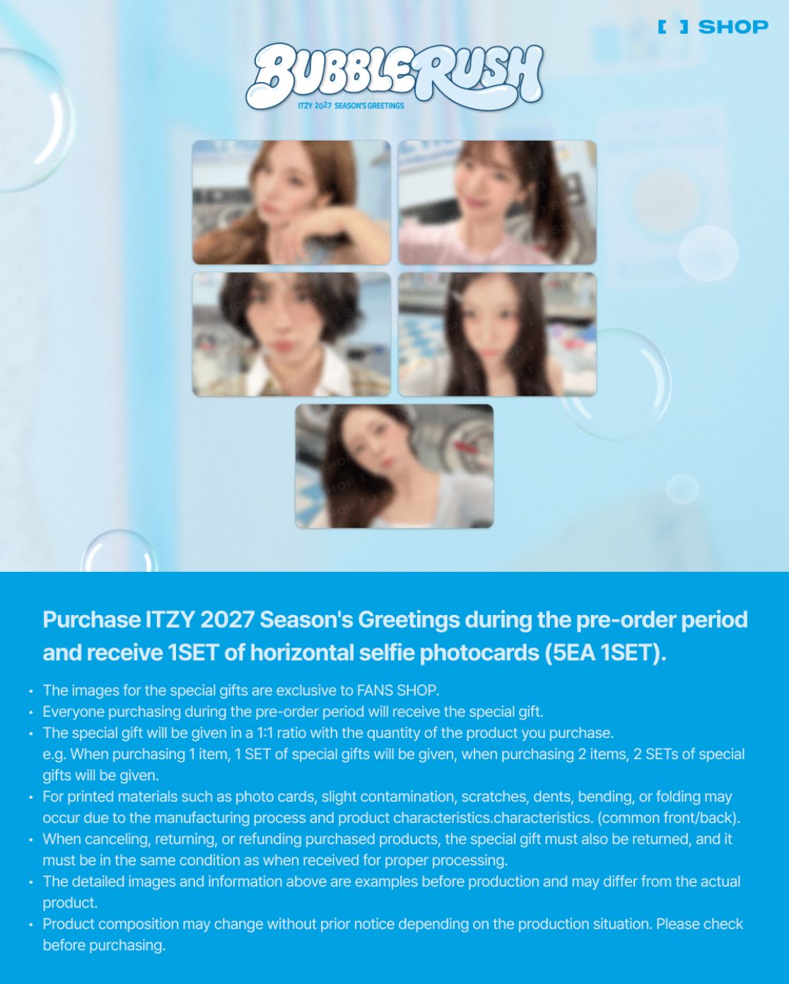 ITZY - 2027 SEASON'S GREETINGS (BUBBLERUSH) + FANS SHOP Gift Nolae