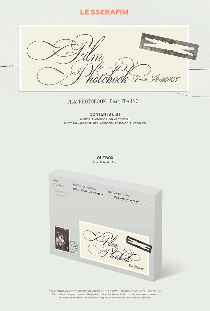 LE SSERAFIM - FILM PHOTOBOOK : DEAR, FEARNOT + Weverse Gift Nolae