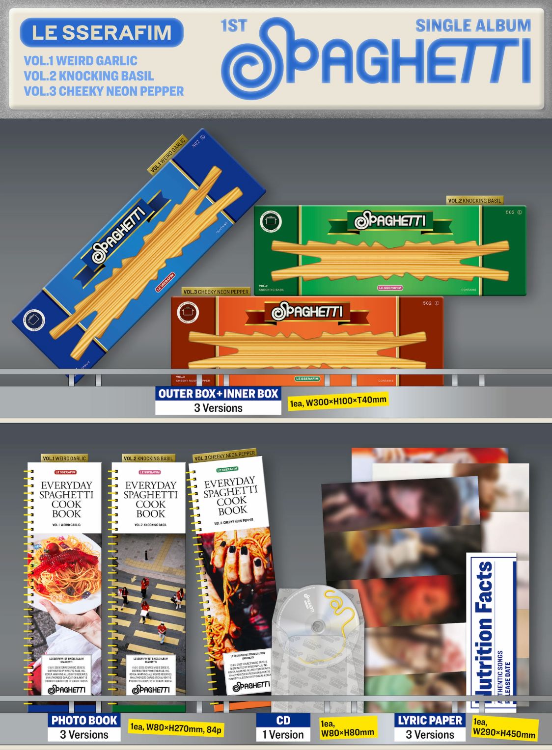 【10形態セット+各種購入特典】LE SSERAFIM 'SPAGHETTI' LE SSERAFIM 1st Single 'SPAGHETTI' CD購入特典絵柄公開！ - LE SSERAFIM