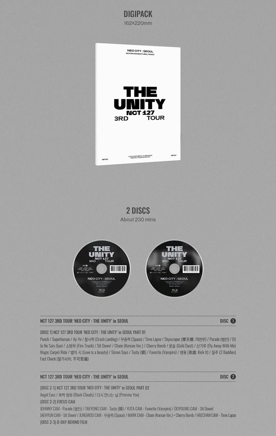 NCT 127 - 3RD TOUR 'THE UNITY' NEO CITY : SEOUL (DVD/ BLU-RAY/ DIGITAL CODE) Nolae