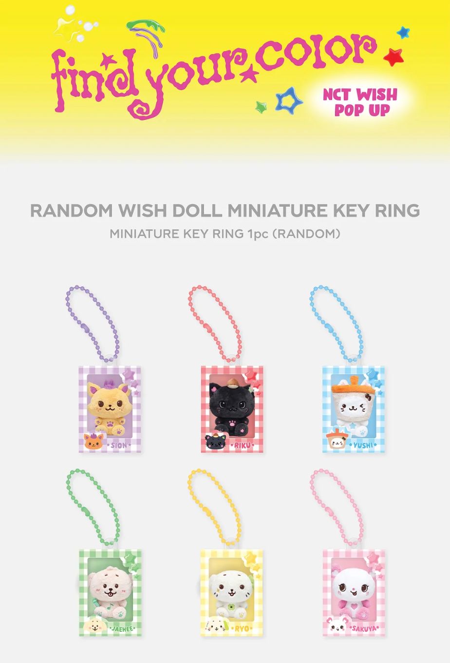 NCT WISH - RANDOM WISH DOLL MINIATURE KEY RING (FIND YOUR COLOR POP UP MD) Nolae