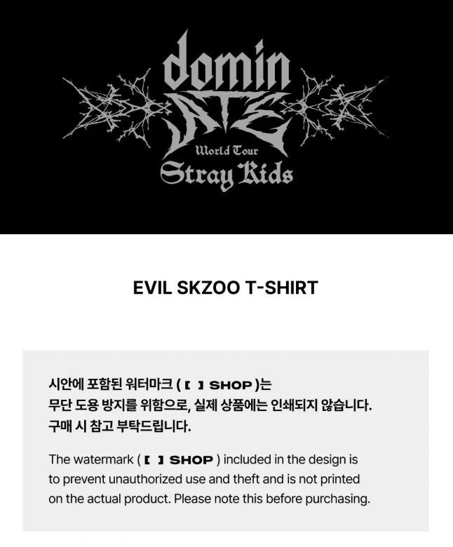 STRAY KIDS - EVIL SKZOO T-SHIRT (DOMINATE WORLD TOUR OFFICIAL MD) Nolae