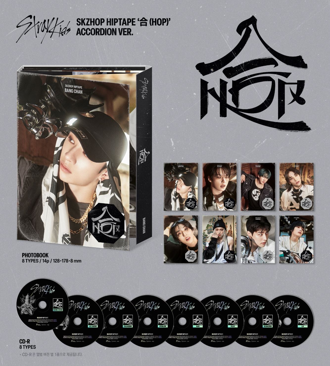 STRAY KIDS - SKZHOP HIPTAPE ‘合 (HOP)’ (ACCORDION VER.) + YES24 Photocard Nolae