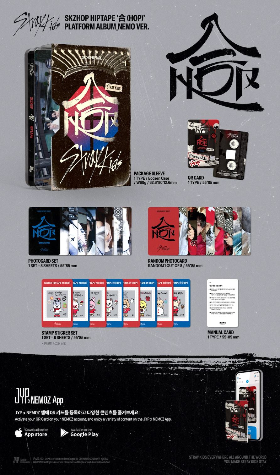 STRAY KIDS - SKZHOP HIPTAPE ‘合 (HOP)’ (NEMO VER.) + JYP SHOP Photocard Nolae