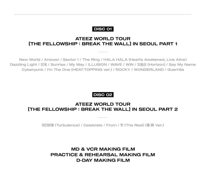 ATEEZ - THE FELLOWSHIP BREAK THE WALL IN SEOUL (DVD) Nolae Kpop