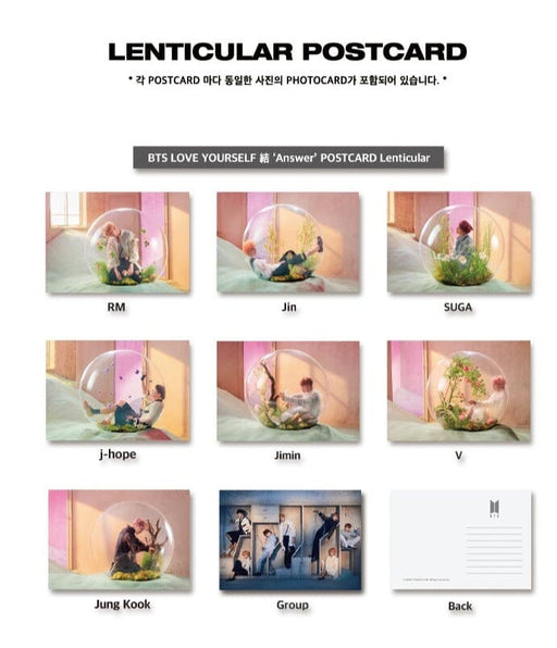 BTS - LENTICULAR POSTCARDS (LOVE YOURSELF ANSWER & BE) Nolae Kpop