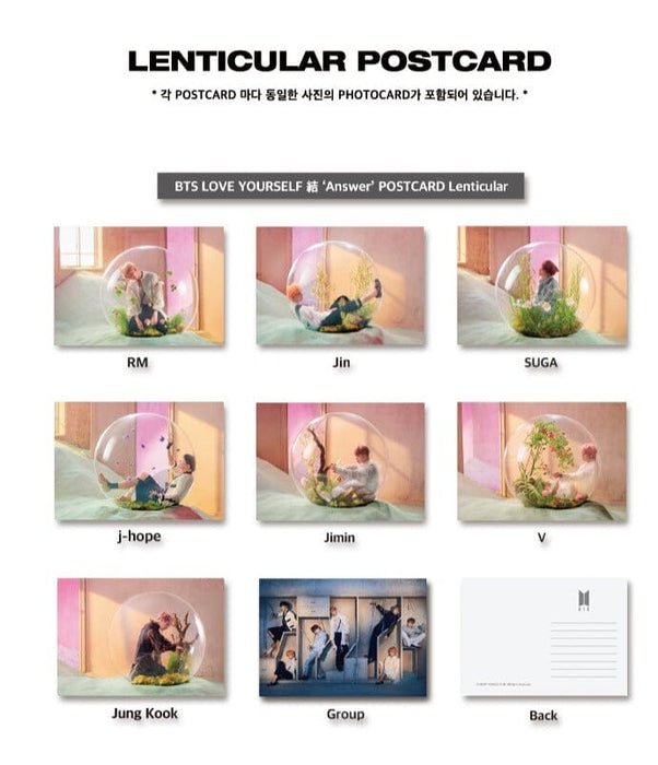 BTS - LENTICULAR POSTCARDS (LOVE YOURSELF ANSWER & BE) Nolae Kpop
