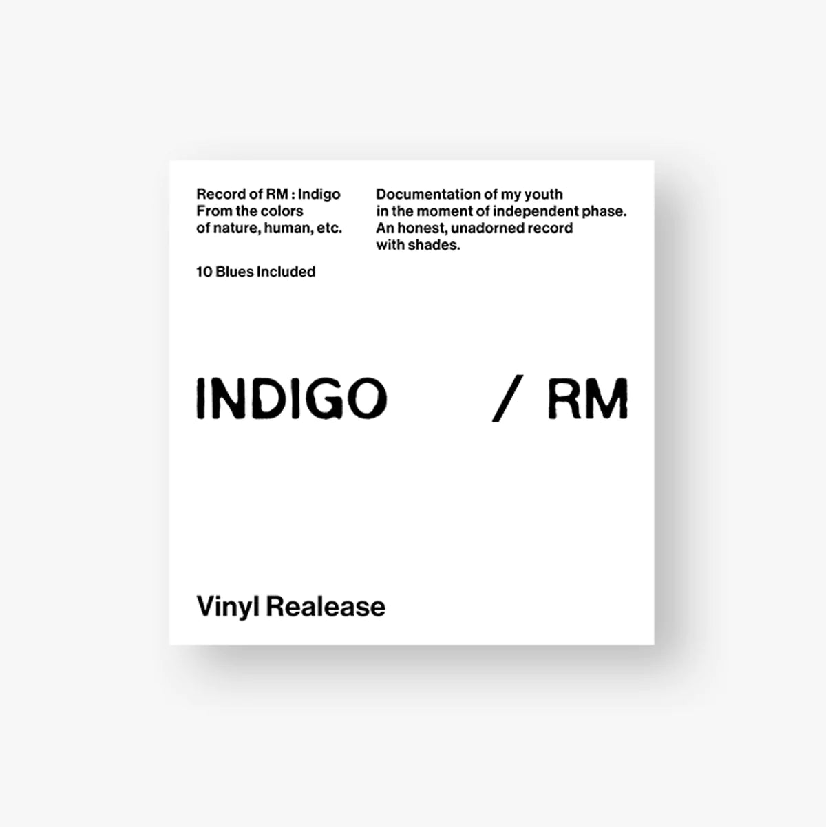 BTS RM - INDIGO (1ST SOLO ALBUM) LP VER. Nolae Kpop