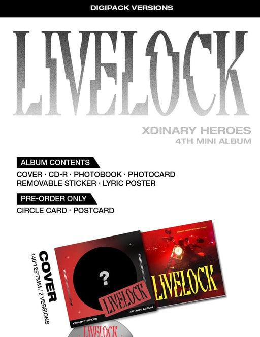 XDINARY HEROES – LIVELOCK (4TH MINI ALBUM) DIGIPACK VER. + BDM Photocard Nolae Kpop
