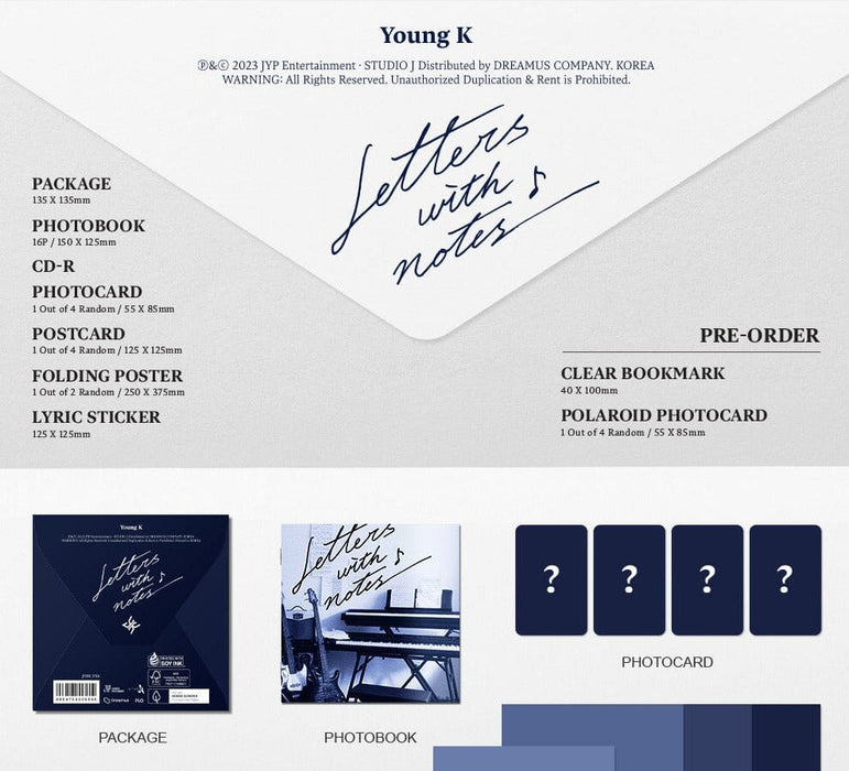 Young K (DAY6) - Letters with notes (Digipack Ver.) Nolae Kpop